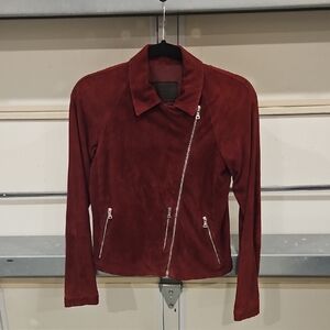 Prada Burgundy Suede Leather Jacket